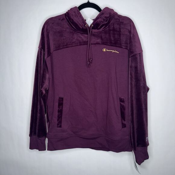 Champion Tops - Champion Women’s Solid Purple Velour Velvet Hoodie Size Large NWT